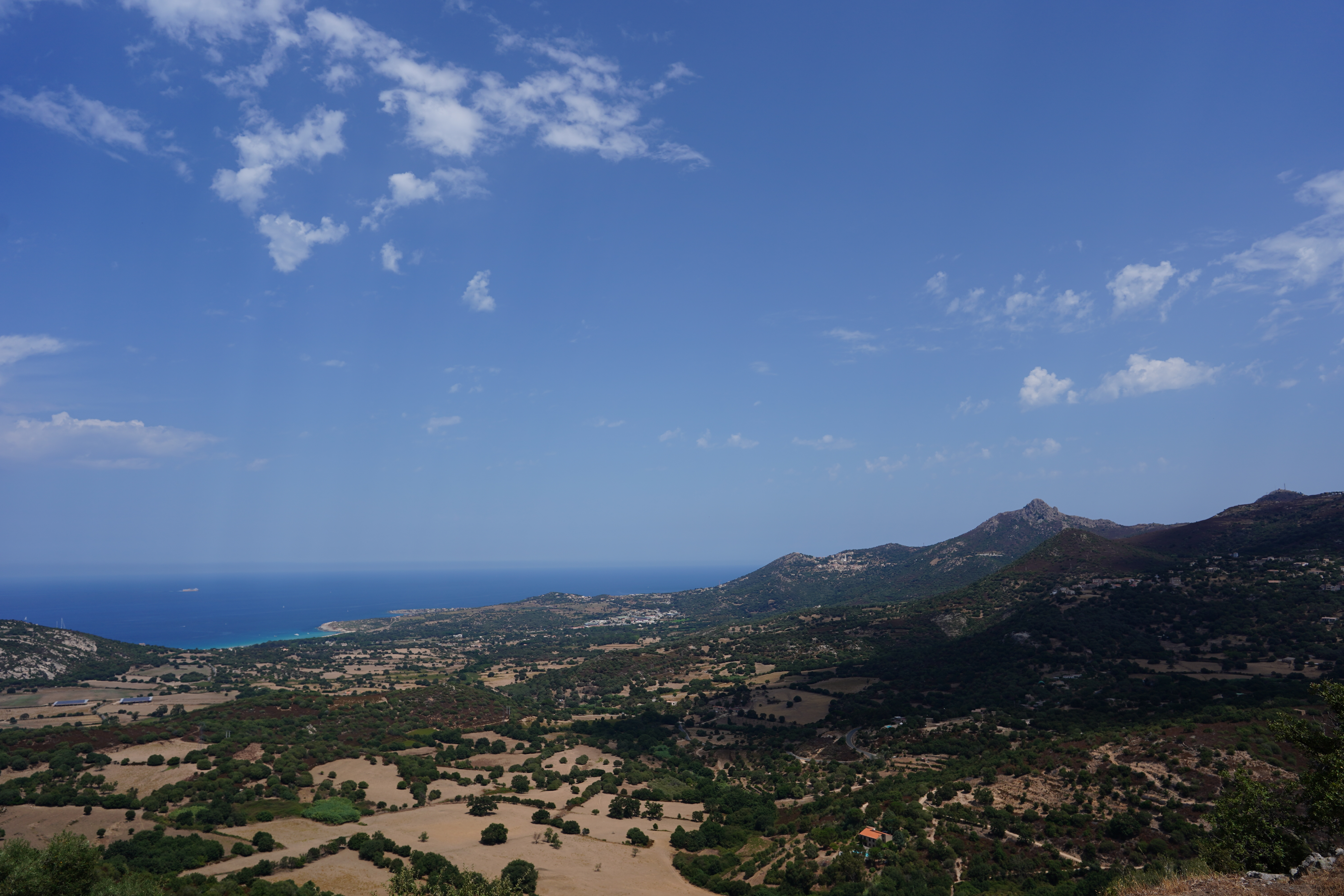 A view of the plains and hills, near the Mediterranean sea, near Calvi, taken from high up