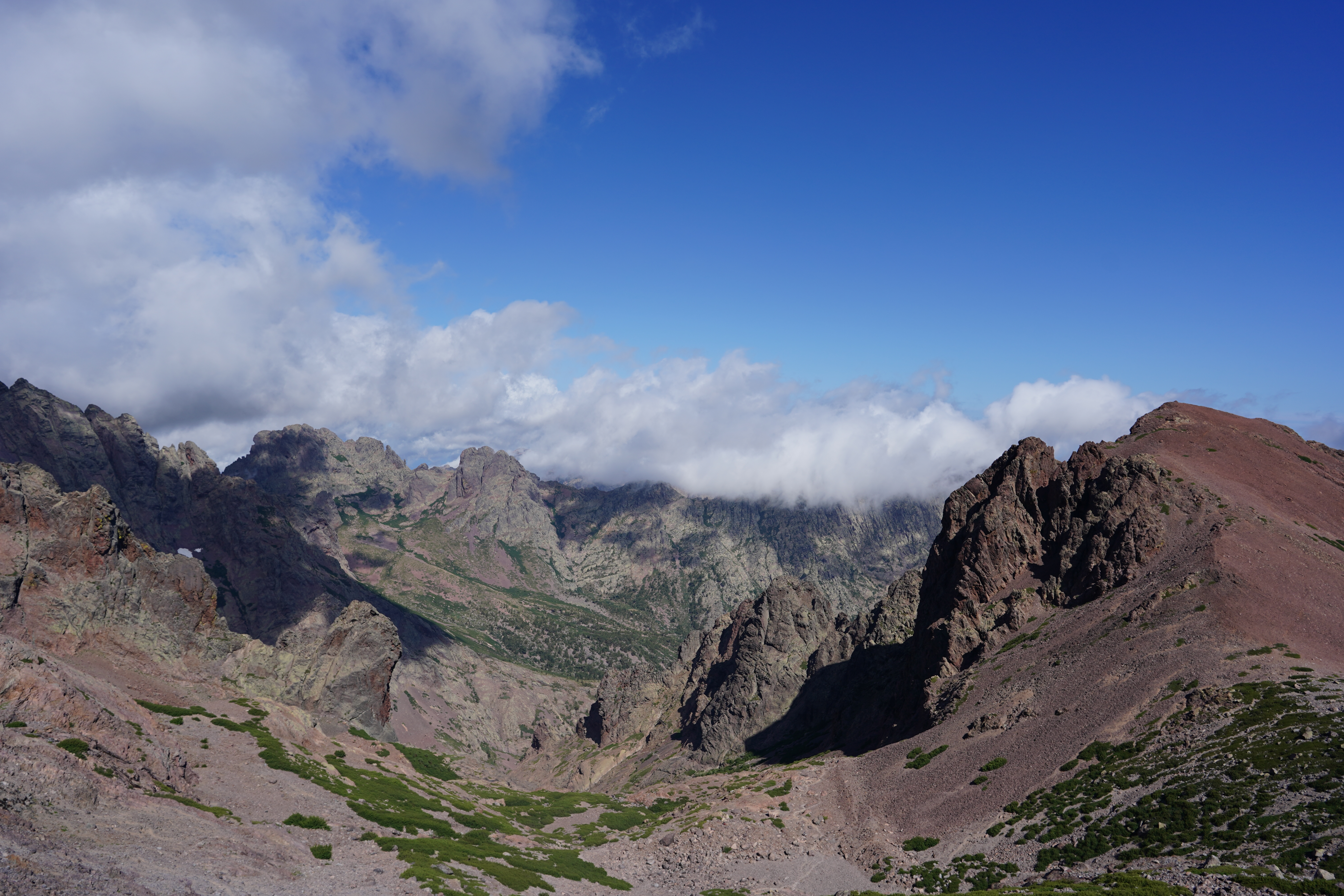 A view of the mountain range near Mount Cinto