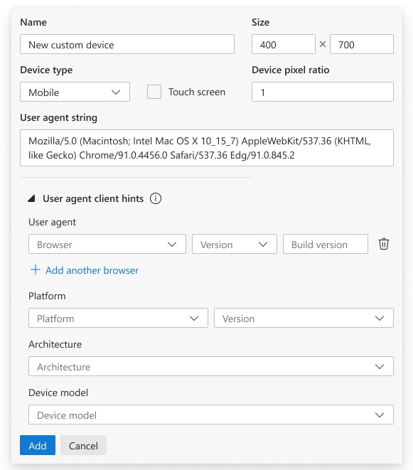 Proposed user agent client hints experience