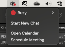 The Teams app on macOS providing a quick way to schedule a meeting