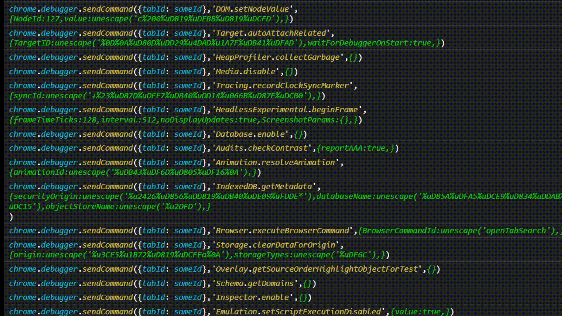 console output showing devtool commands