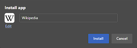 Web app install dialog